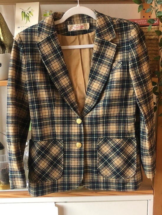 Vintage 1970s Young Pendleton Wool Tweed Plaid Academia Tartan Blazer - Picture 1 of 7